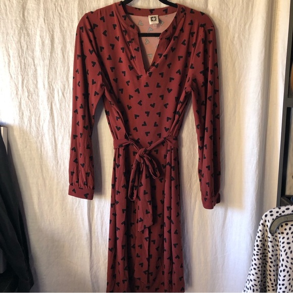Anne Klein Dresses & Skirts - Anne Klein V neck shirt dress stretchy tie front geometric pattern dress OX or M
